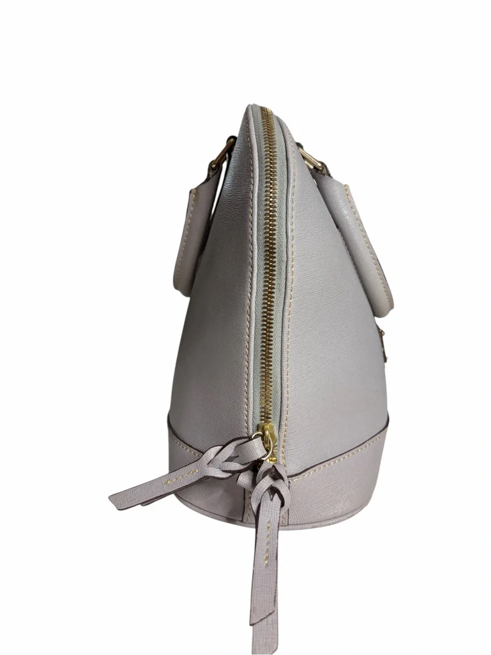Dooney & Bourke Light Gray Saffiano Zip Zip Dome Satchel with Gold Hardware